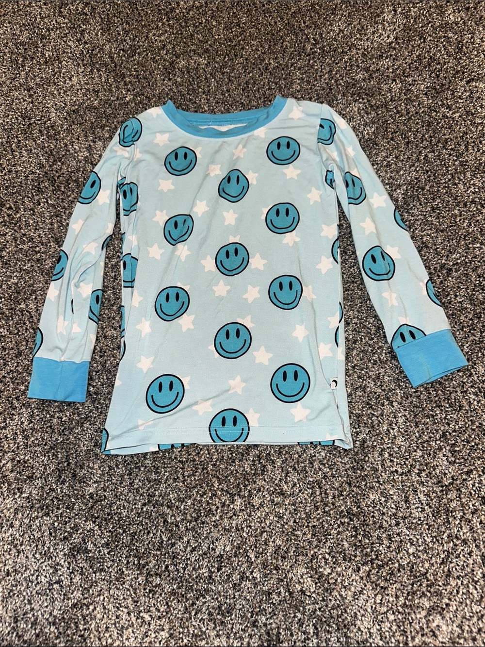 Blue Smiley Face Kids Bamboo Pajama Top